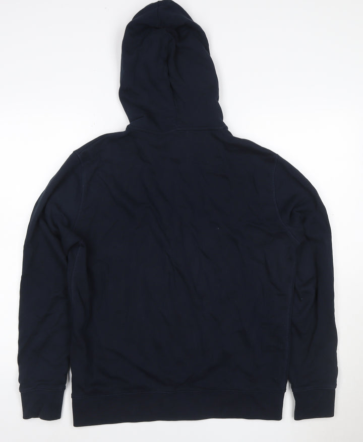 Marks & Spencer Men Blue M Full Zip Hooded Cotton Hoodie