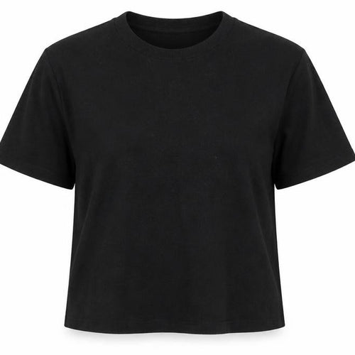 H&M Women Black L Slim Fit Rib Knit Crew Neck Short Sleeve T-Shirt