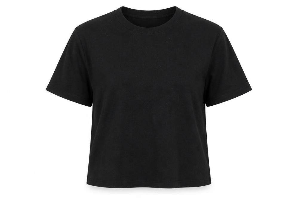 H&M Women Black L Slim Fit Rib Knit Crew Neck Short Sleeve T-Shirt