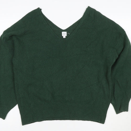 John Lewis Women Green Size 16 V-Neck Cable Knit Pullover Jumper