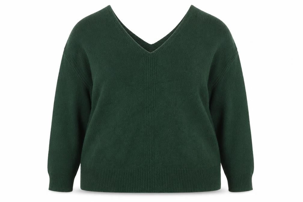 John Lewis Women Green Size 16 V-Neck Cable Knit Pullover Jumper