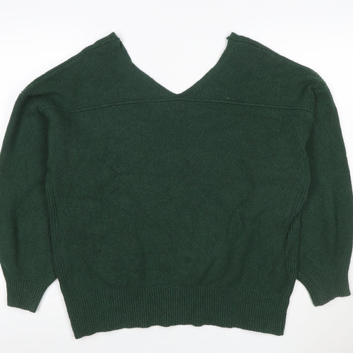 John Lewis Women Green Size 16 V-Neck Cable Knit Pullover Jumper