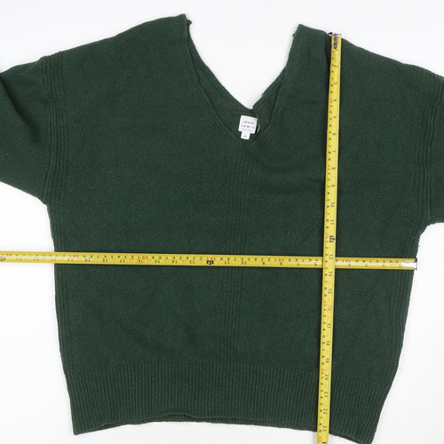 John Lewis Women Green Size 16 V-Neck Cable Knit Pullover Jumper