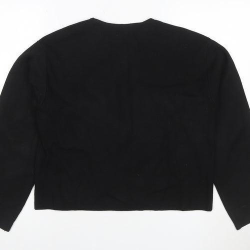 H&M Women Black M Gold Button Pocket Knit Cardigan Round Neck