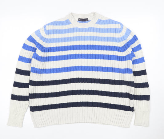 Marks and Spencer Women Multicoloured Size 14 Striped Cotton Jumper