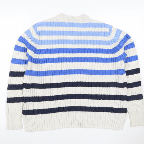 Marks and Spencer Women Multicoloured Size 14 Striped Cotton Jumper