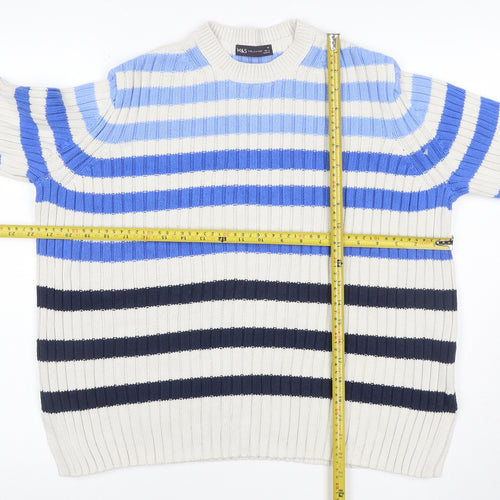 Marks and Spencer Women Multicoloured Size 14 Striped Cotton Jumper
