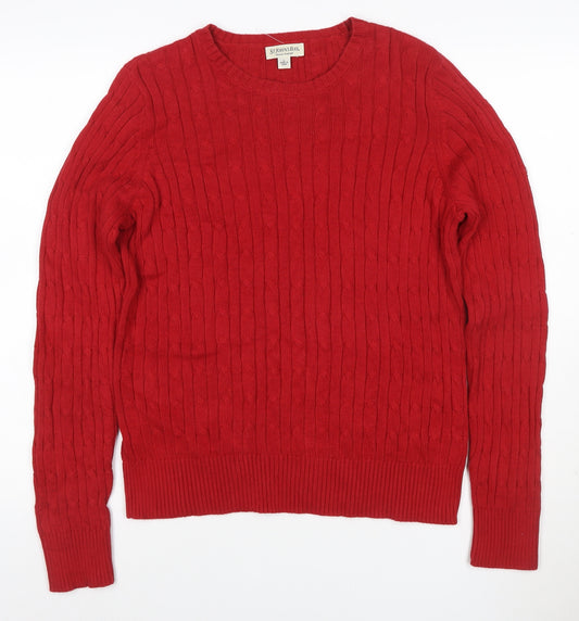St. John's Bay Men’s Red L Cable Knit Crew Neck Cotton Jumper