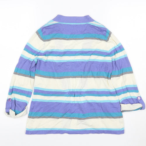 BHS Petite Women’s Multicoloured Stripe Open Cardigan UK 8 Cotton