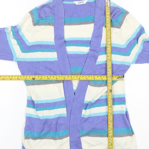 BHS Petite Women’s Multicoloured Stripe Open Cardigan UK 8 Cotton