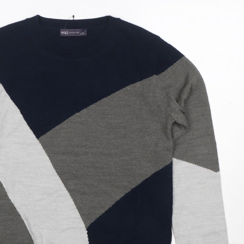 Marks and Spencer Women Multicoloured UK 8 Geometric Knit Pullover Jumper