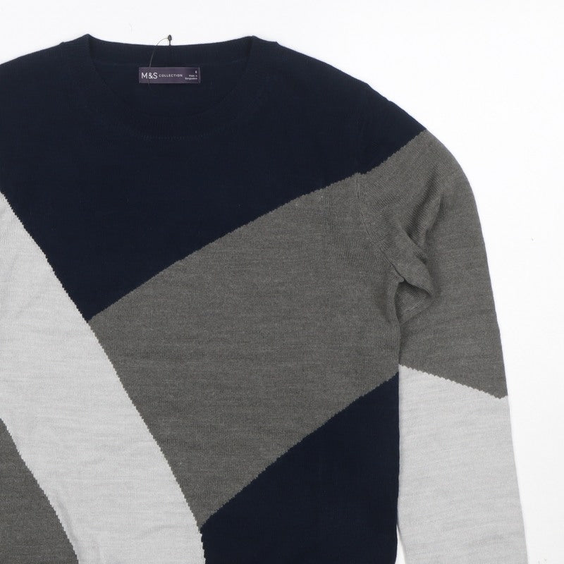 Marks and Spencer Women Multicoloured UK 8 Geometric Knit Pullover Jumper