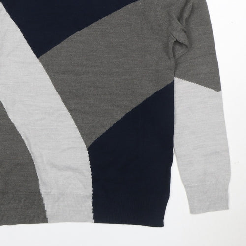 Marks and Spencer Women Multicoloured UK 8 Geometric Knit Pullover Jumper