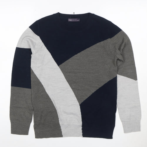 Marks and Spencer Women Multicoloured UK 8 Geometric Knit Pullover Jumper