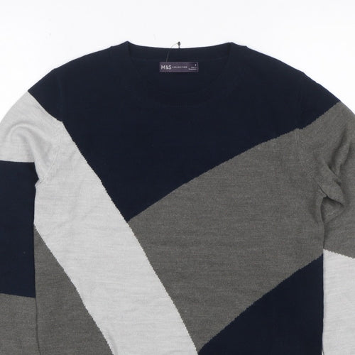 Marks and Spencer Women Multicoloured UK 8 Geometric Knit Pullover Jumper