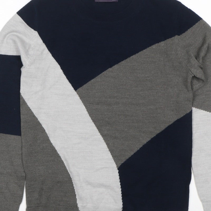 Marks and Spencer Women Multicoloured UK 8 Geometric Knit Pullover Jumper