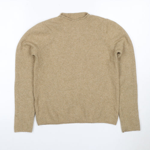 MNG Women Beige S Roll Neck Raglan Knit Wool Blend Jumper