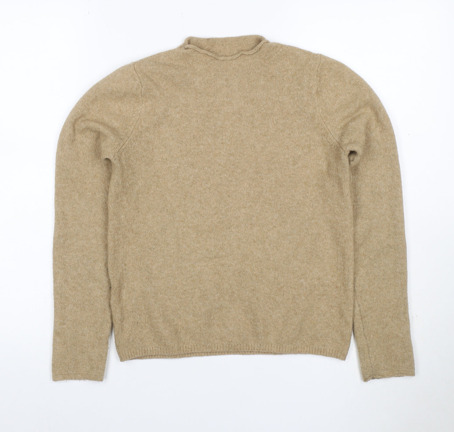 MNG Women Beige S Roll Neck Raglan Knit Wool Blend Jumper