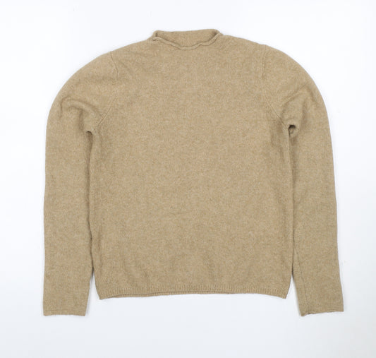 MNG Women Beige S Roll Neck Raglan Knit Wool Blend Jumper
