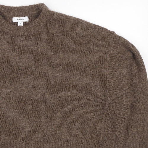 Topshop Women’s Brown Size 12 Roll Neck Oversized Knit Jumper