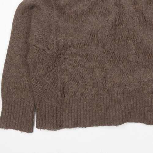 Topshop Women’s Brown Size 12 Roll Neck Oversized Knit Jumper