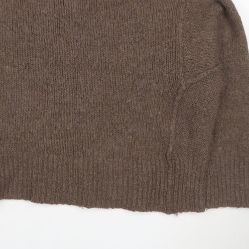 Topshop Women’s Brown Size 12 Roll Neck Oversized Knit Jumper