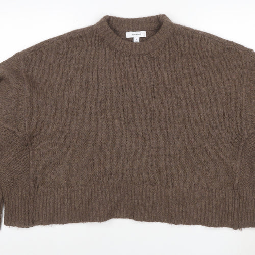 Topshop Women’s Brown Size 12 Roll Neck Oversized Knit Jumper