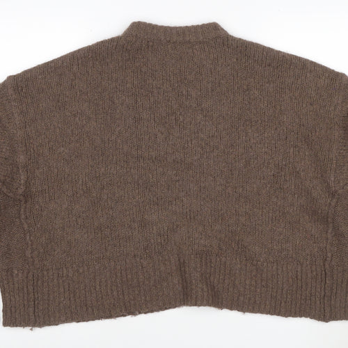 Topshop Women’s Brown Size 12 Roll Neck Oversized Knit Jumper