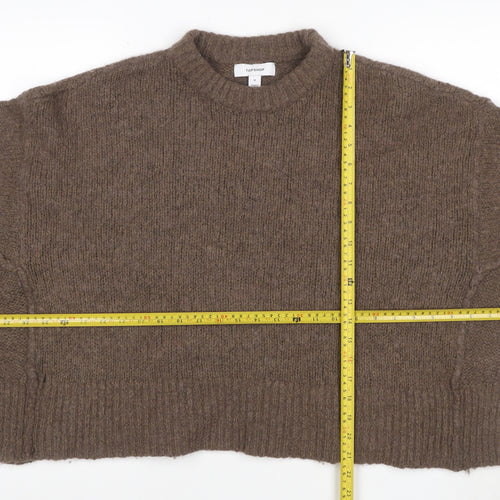 Topshop Women’s Brown Size 12 Roll Neck Oversized Knit Jumper