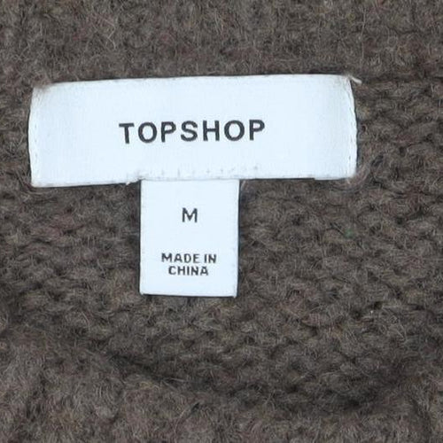Topshop Women’s Brown Size 12 Roll Neck Oversized Knit Jumper