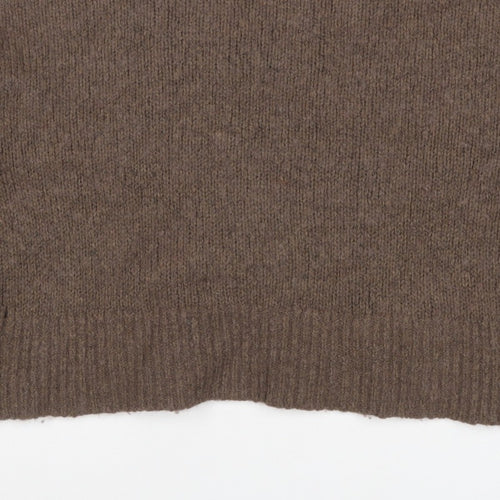 Topshop Women’s Brown Size 12 Roll Neck Oversized Knit Jumper