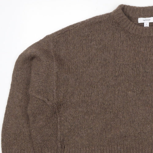 Topshop Women’s Brown Size 12 Roll Neck Oversized Knit Jumper