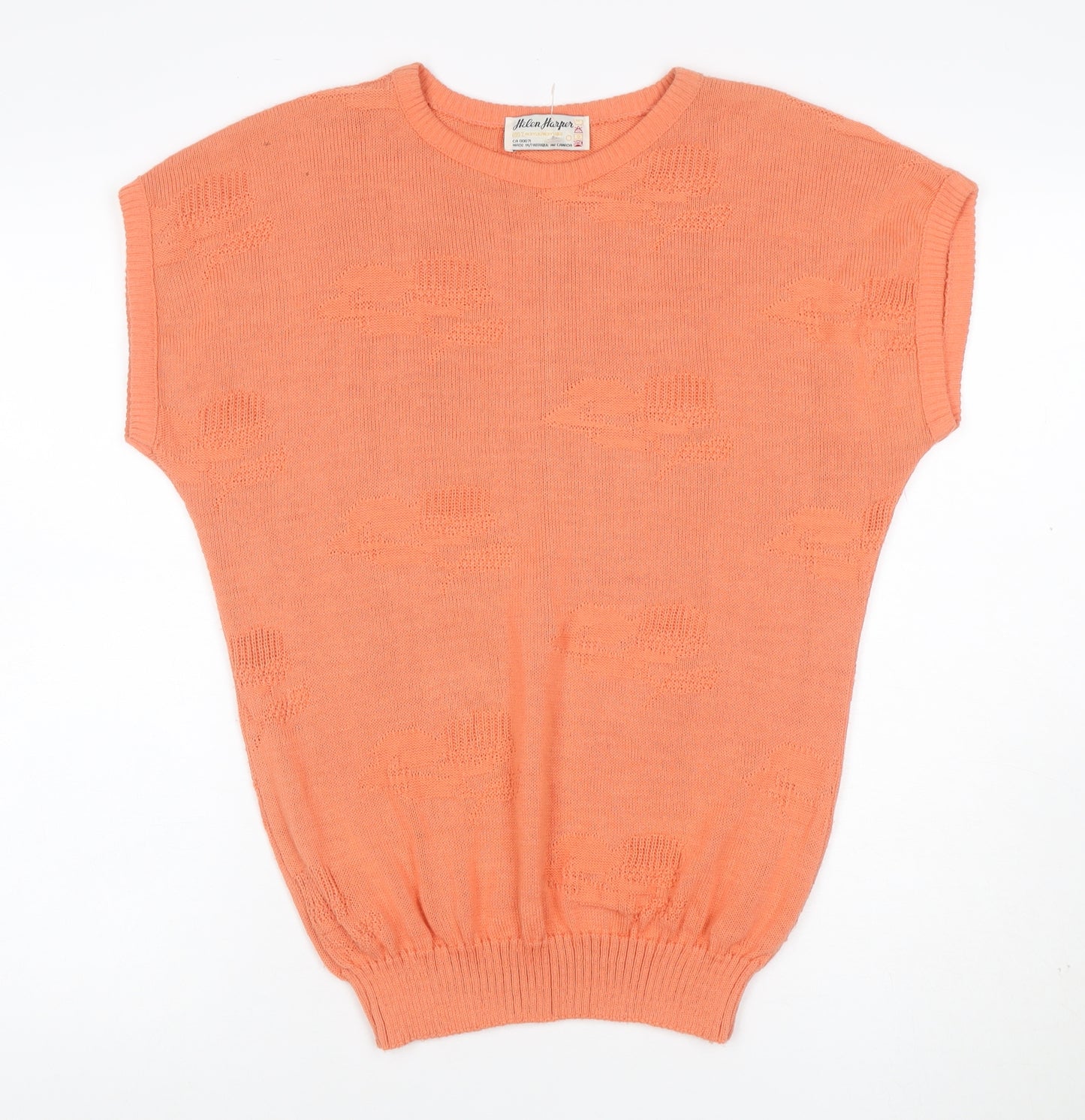 Helen Harper Women Orange S Sleeveless Geometric Knit Pullover Jumper