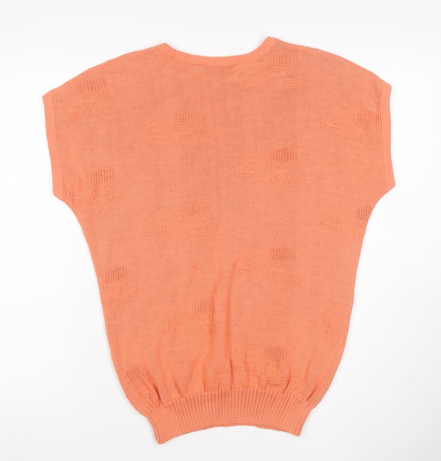Helen Harper Women Orange S Sleeveless Geometric Knit Pullover Jumper