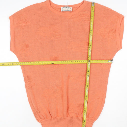 Helen Harper Women Orange S Sleeveless Geometric Knit Pullover Jumper