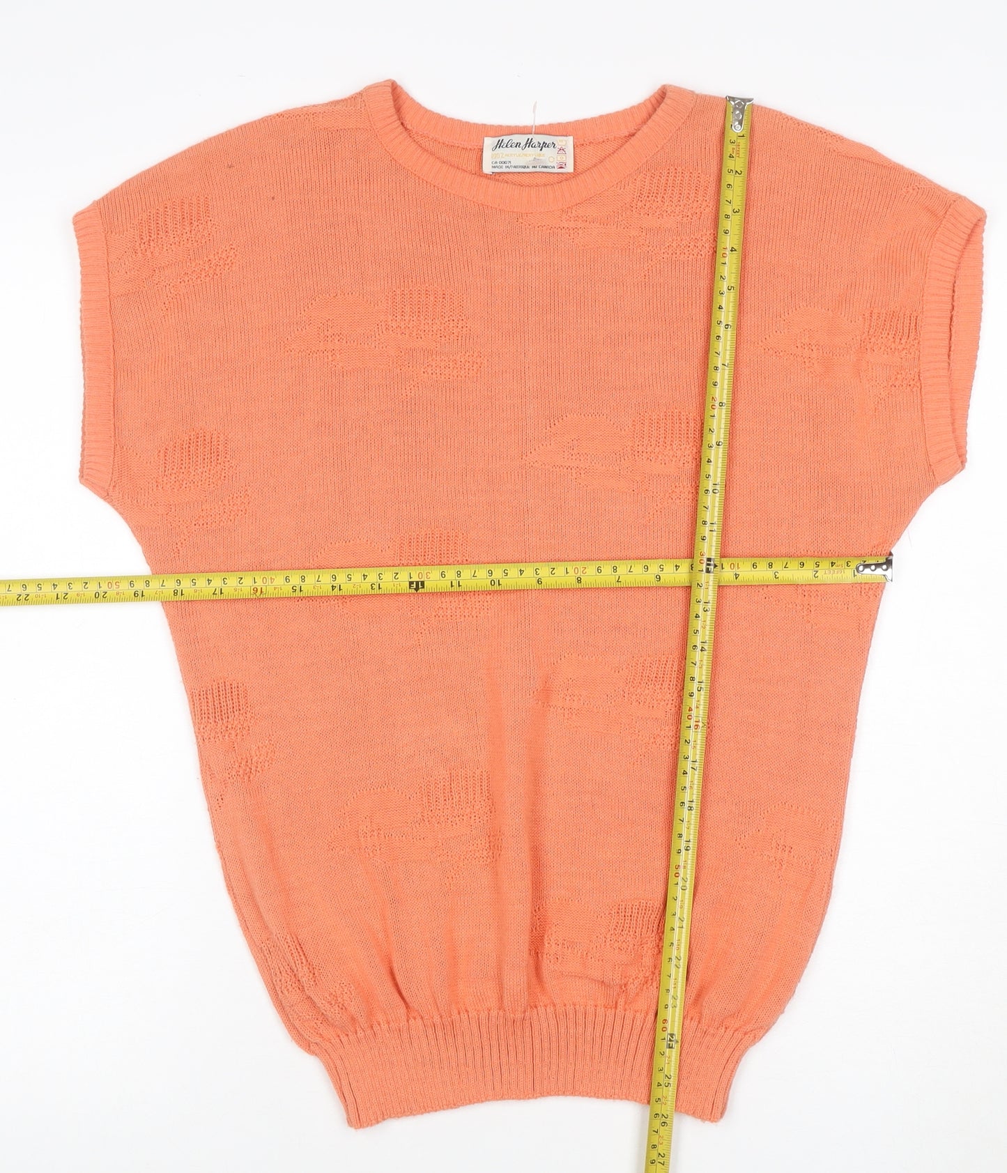 Helen Harper Women Orange S Sleeveless Geometric Knit Pullover Jumper