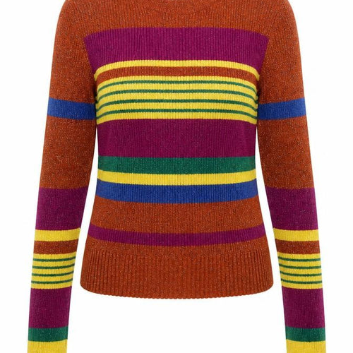 Zara Women Multicoloured M Cropped Rib Knit Striped Long Sleeve Top