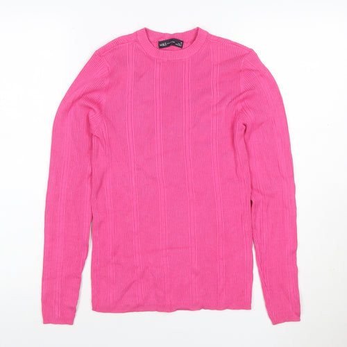 M&S Collection Women’s Pink Size 10 Ribbed Knit Long Sleeve Jersey Top