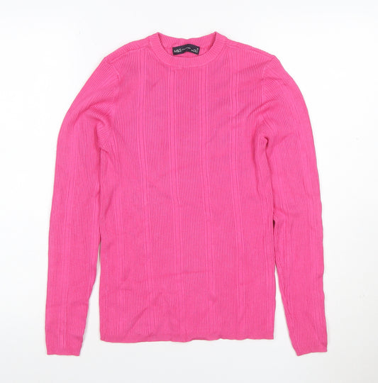 M&S Collection Women’s Pink Size 10 Ribbed Knit Long Sleeve Jersey Top