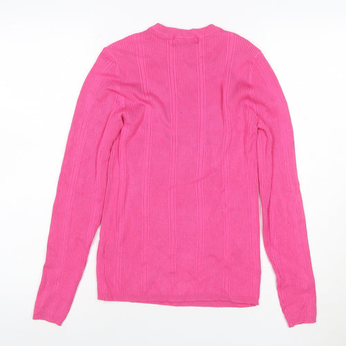 M&S Collection Women’s Pink Size 10 Ribbed Knit Long Sleeve Jersey Top
