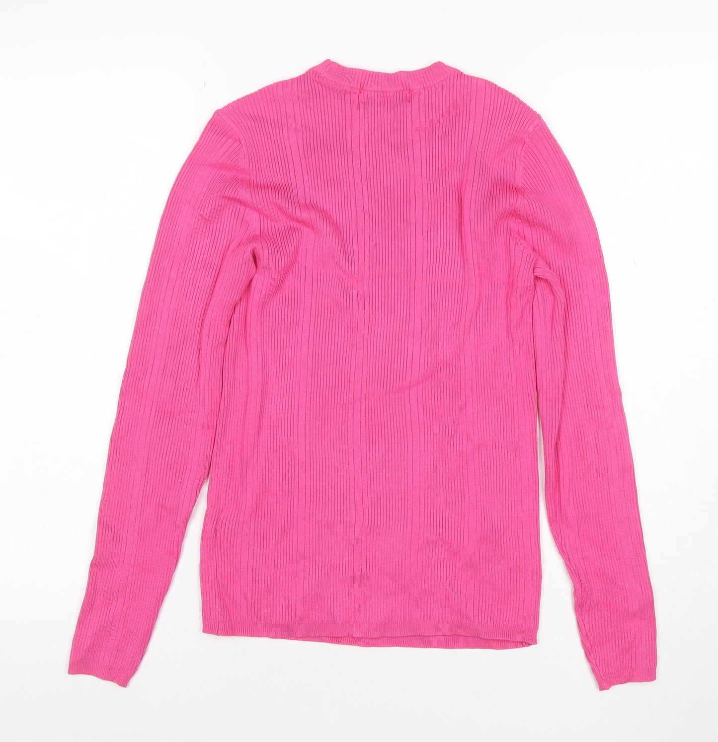 M&S Collection Women’s Pink Size 10 Ribbed Knit Long Sleeve Jersey Top