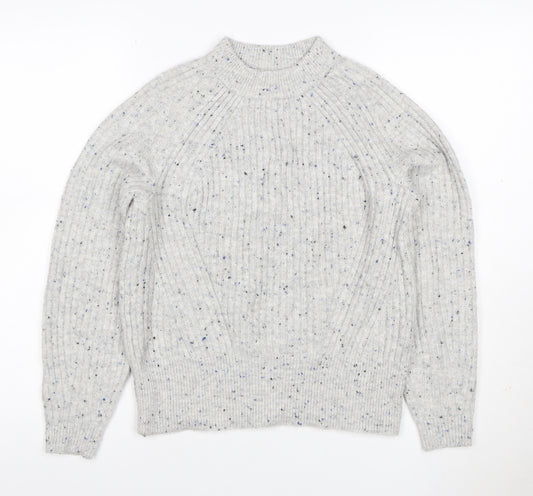 Marks and Spencer Women Grey XS Cable Knit Speckled Crew Neck Jumper