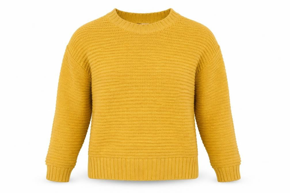 Front view of H&M Divided Women Yellow XS Chunky Knit Crew Neck jumper