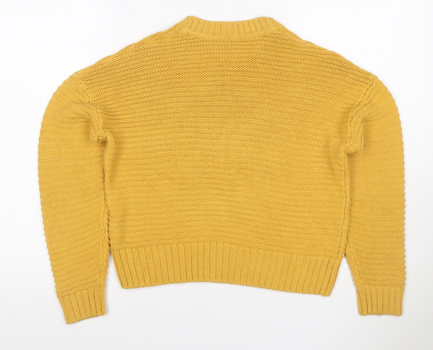 H&M Divided Women Yellow XS Chunky Knit Crew Neck Pullover Jumper