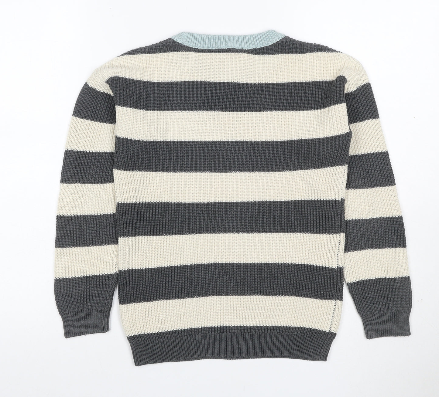 John Lewis Anyday Boys 10 Years Grey Ivory Stripe Knit Pullover Jumper