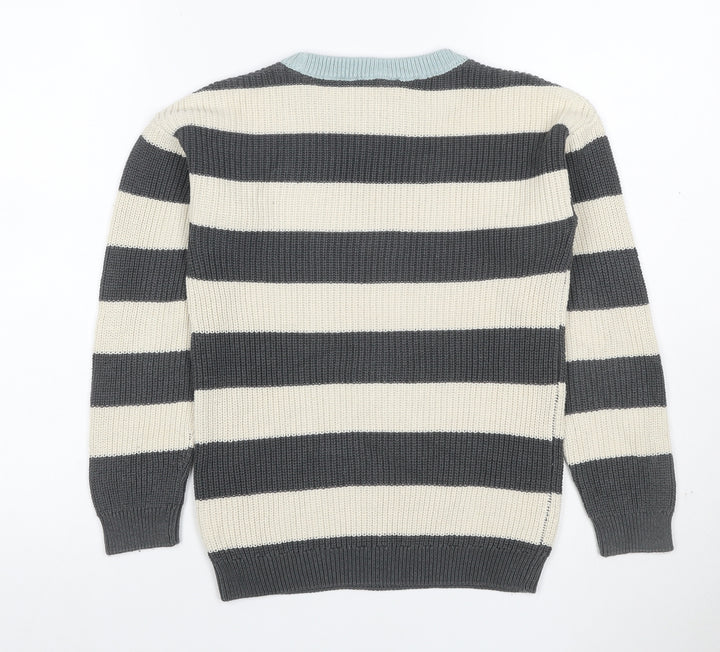 John Lewis Anyday Boys 10 Years Grey Ivory Stripe Knit Pullover Jumper