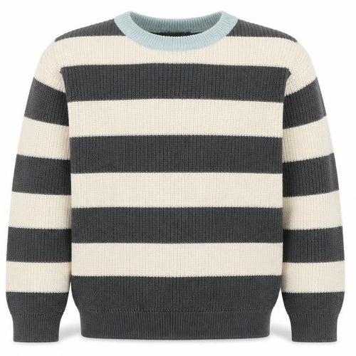 John Lewis Anyday Boys 10 Years Grey Ivory Stripe Knit Pullover Jumper