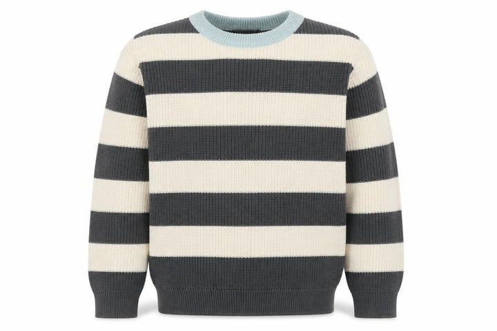 John Lewis Anyday Boys 10 Years Grey Ivory Stripe Knit Pullover Jumper