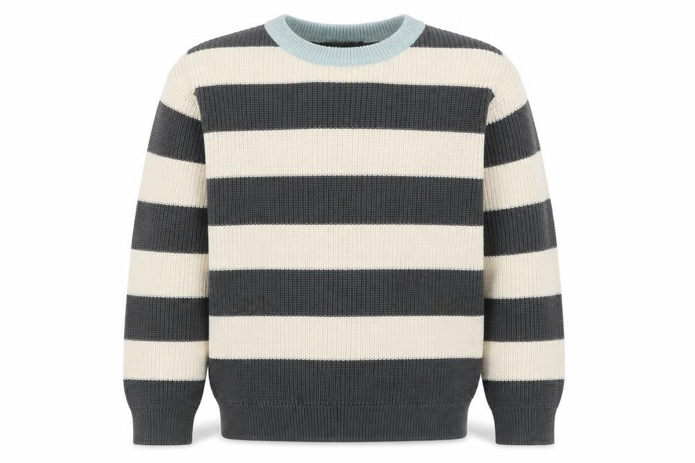 John Lewis Anyday Boys 10 Years Grey Ivory Stripe Knit Pullover Jumper