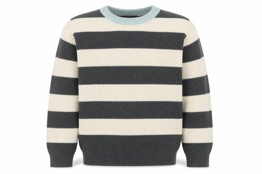John Lewis Anyday Boys 10 Years Grey Ivory Stripe Knit Pullover Jumper